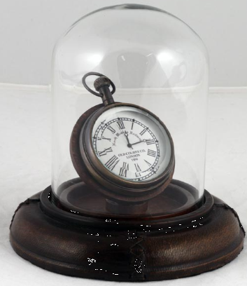 REPRO POCKET WATCH WITH LEATHER BASE & DOME - Click Image to Close